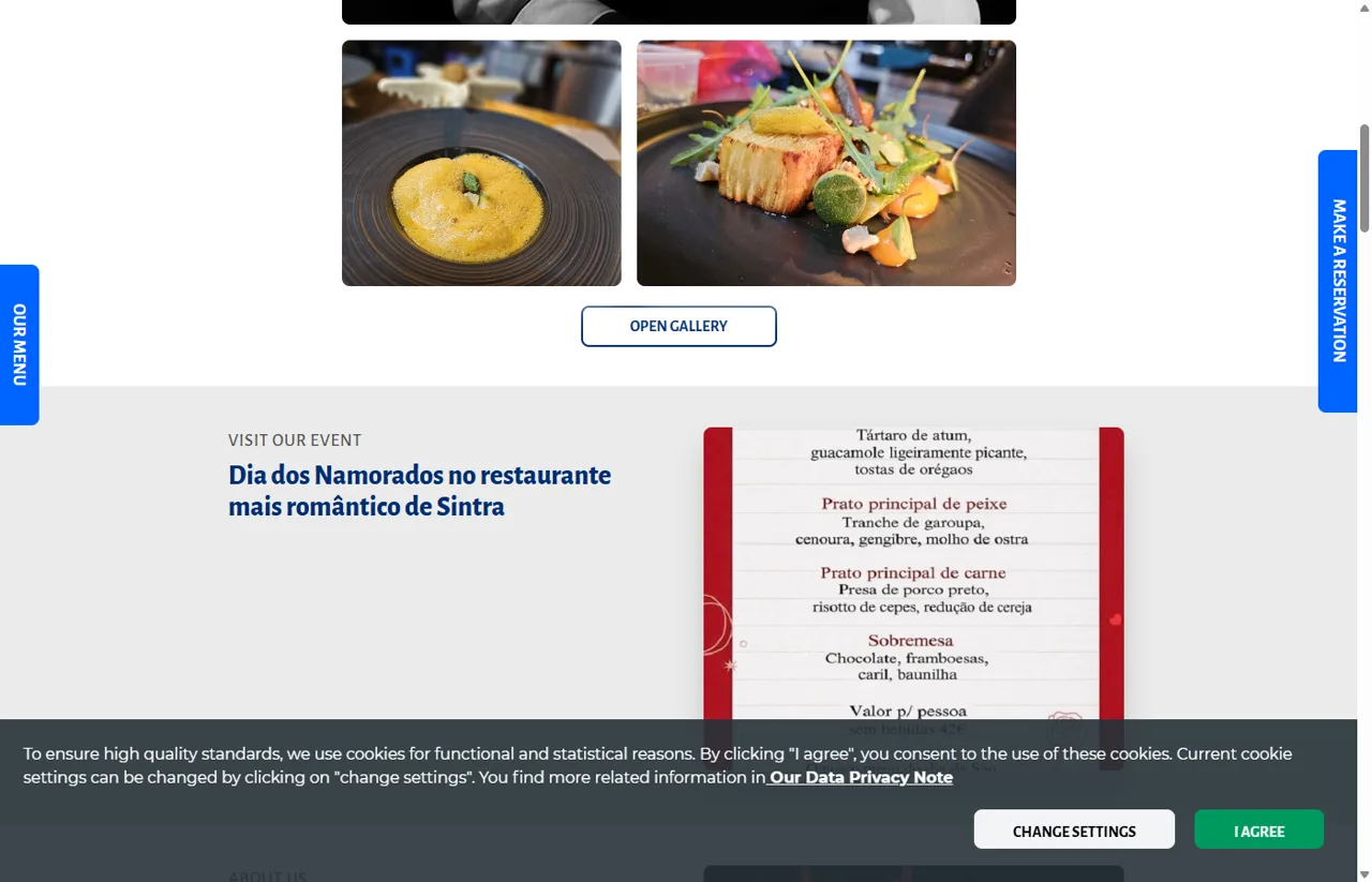 Antes: site original do mesmo restaurante