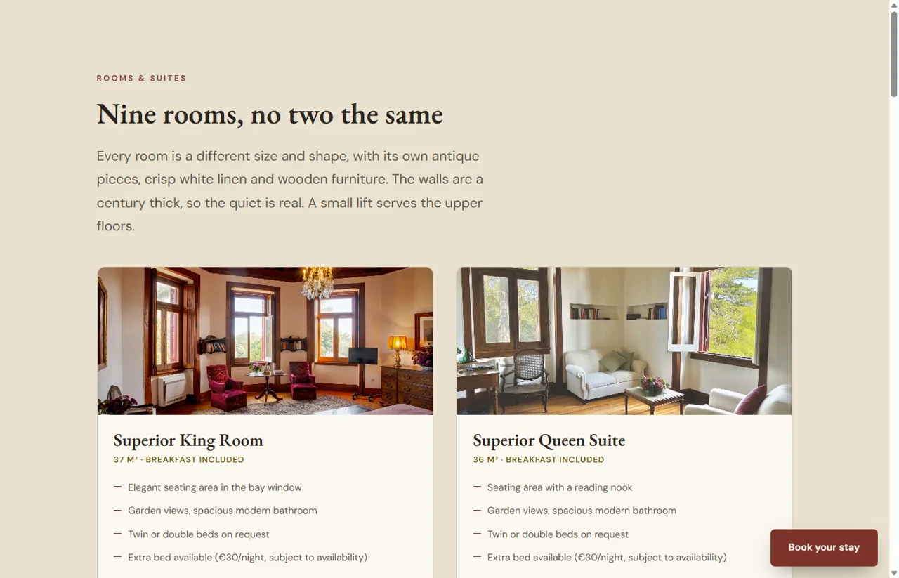 Estudo de redesign: hospedagem em Cascais