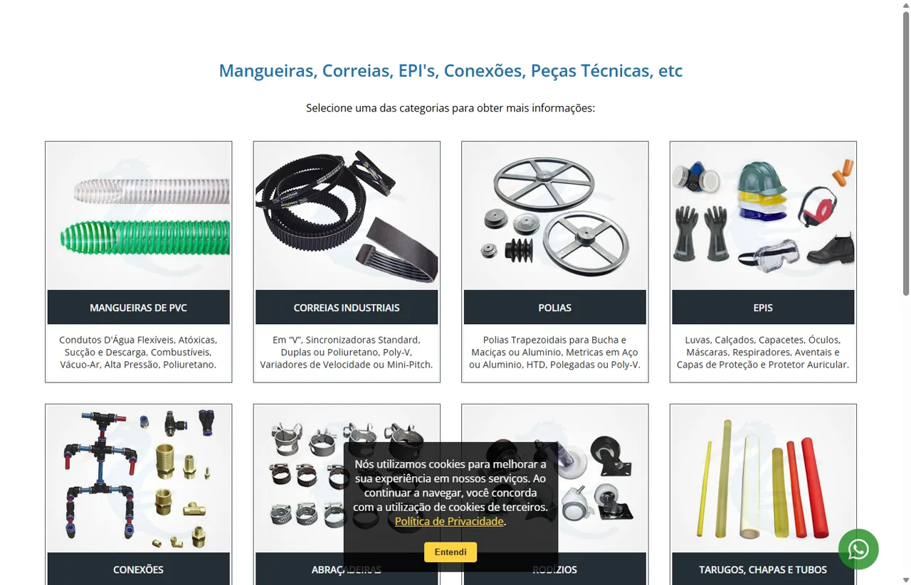Antes: site original do mesmo catálogo industrial