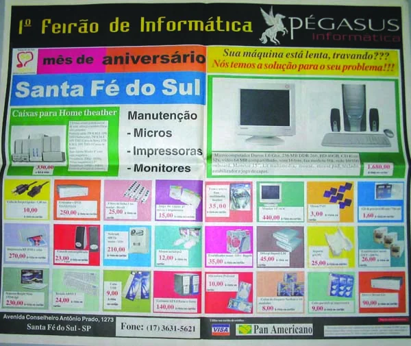 Publicação da Pegasus num jornal